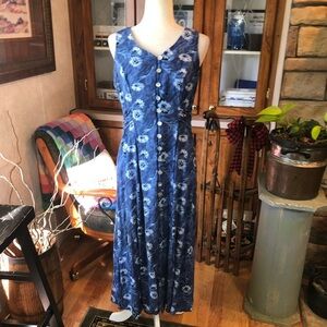DBY SIZE 9 BLUE FLORAL SLEEVELESS DRESS